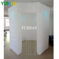 2 doors whiteblack inflatable octagon photo booth with roof led bulb lights and air blower inflatable tent for party decoration