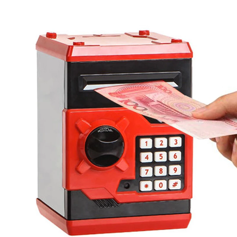 

Hot New Piggy Bank Mini ATM Money Box Safety Electronic Password Chewing Coin Cash Deposit Machine Gift for Children Kids