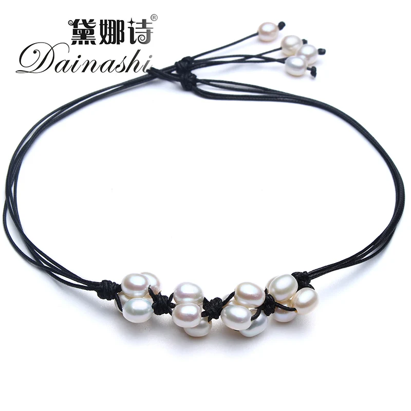 Новый стиль 2017 Chocker Цепочки и ожерелья 8 9 мм натурального пресноводного жемчуга