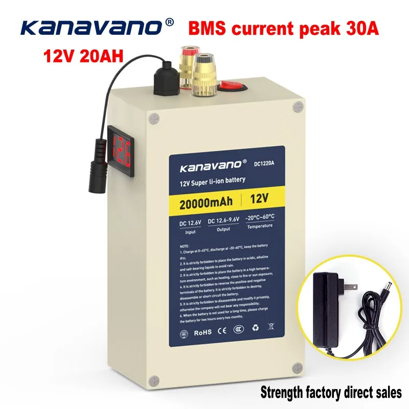 20AH binding post 12V Портативный супер Ёмкость Перезаряжаемые литий-ионный Батарея пакет 10ah 20ah 30ah литий-ионный аккумулятор LiFePO4 сотовый телефон с USB BMS - Цвет: 20AH binding post