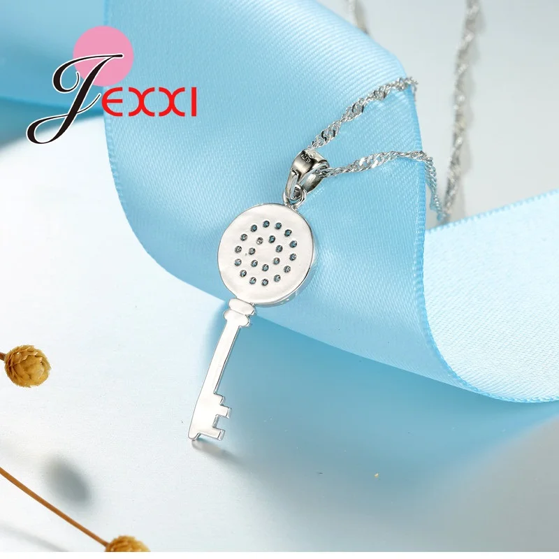 

Round Full Clear CZ 925 Sterling Silver Pendant Necklaces Hoop Earrings Jewelry Sets For Brides Wedding Gift