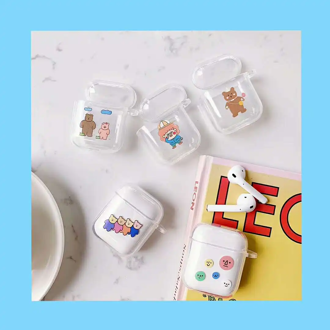 Простой мультяшный мягкий чехол из ТПУ с милыми животными для Airpods 1/2 Bluetooth