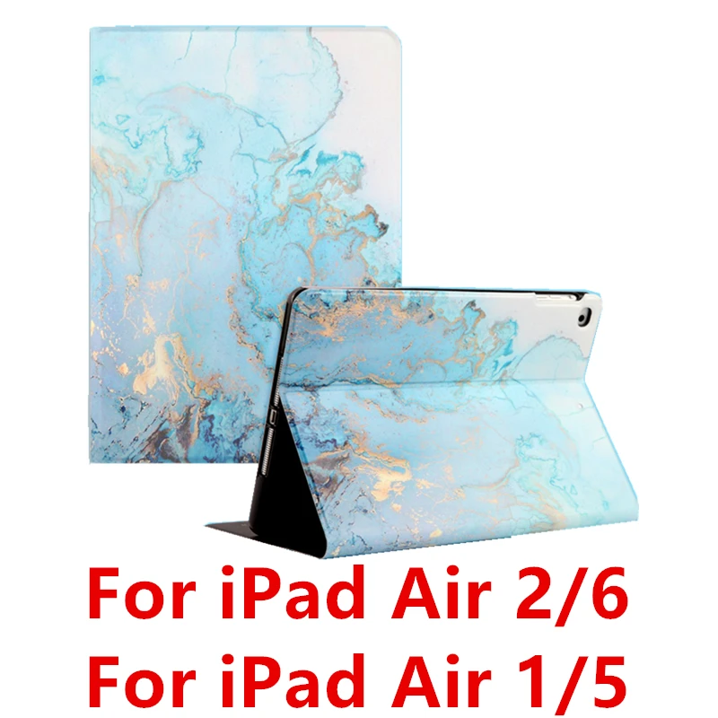 Мрамор чехол для iPad 10,2 из искусственной кожи чехол-подставка чехол для iPad 9,7 воздуха 2/1 Air 10,5 мини 1/2/3/4 с автоматическим включением и отключением экрана - Цвет: Blue Air 1