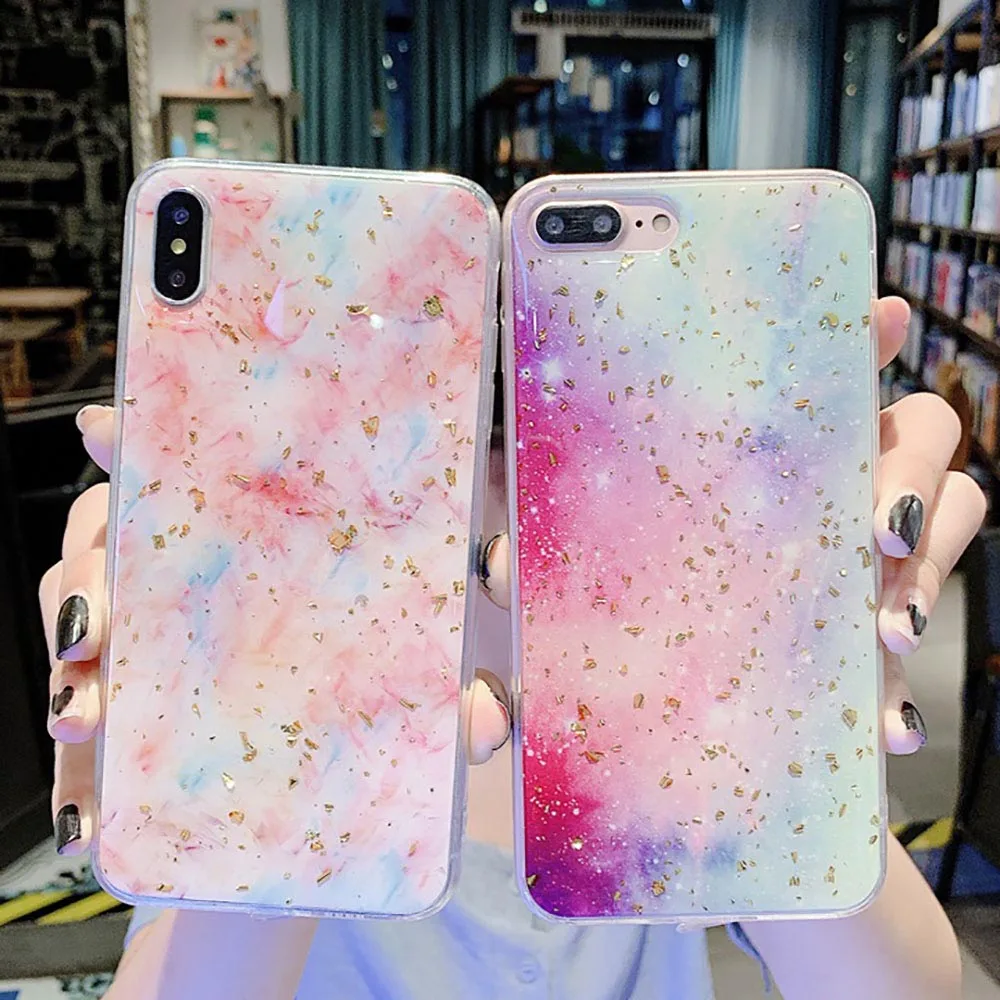 KISSCASE роскошный блестящий чехол с золотой фольгой для IPhone X XS Max XR мягкий из ТПУ