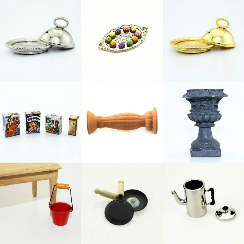 

1:12 1Pc Mini Tableware Dollhouse Miniature Breakfast Milk Teapot Food Bowl Ceramic Vase Kitchen Set Food Dolls Pretend Play Toy