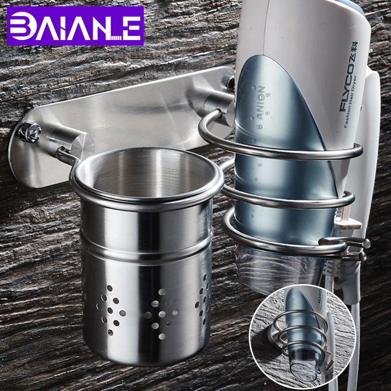 Держатель для фена из нержавеющей стали настенная полка ванной комнаты