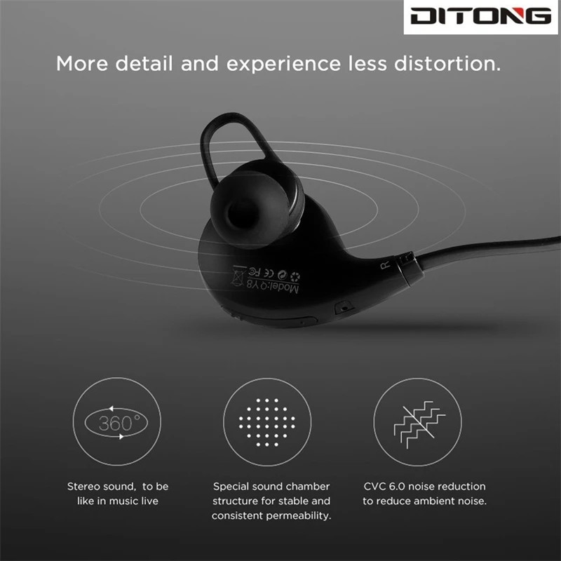 New DITONG DTQY8 Bluetooth Headset 4.1 Wireless In-Ear Headphones Sport Earphone with Microphone Speaker for iPhone xiaomi | Электроника