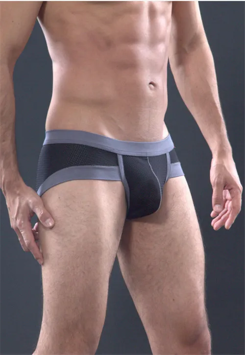 

Sexy Gay Underwear Men Briefs Shorts Male Low Waist Mesh Breatbale U Convex Pouch Underpants M-XL Men's Clothing