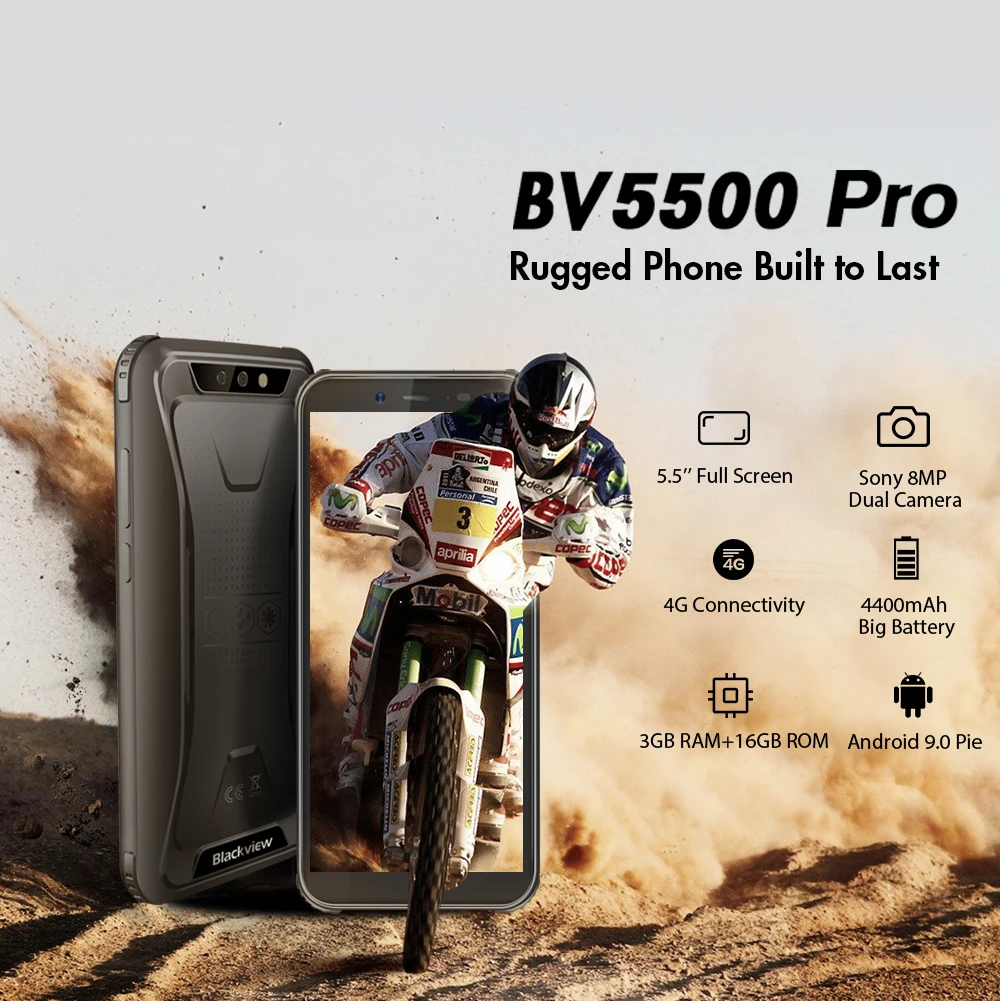 Blackview BV5500 Pro смартфон с 5 5-дюймовым дисплеем ОЗУ 3 ГБ ПЗУ 16 4G Lte IP68 4400 мАч | Мобильные