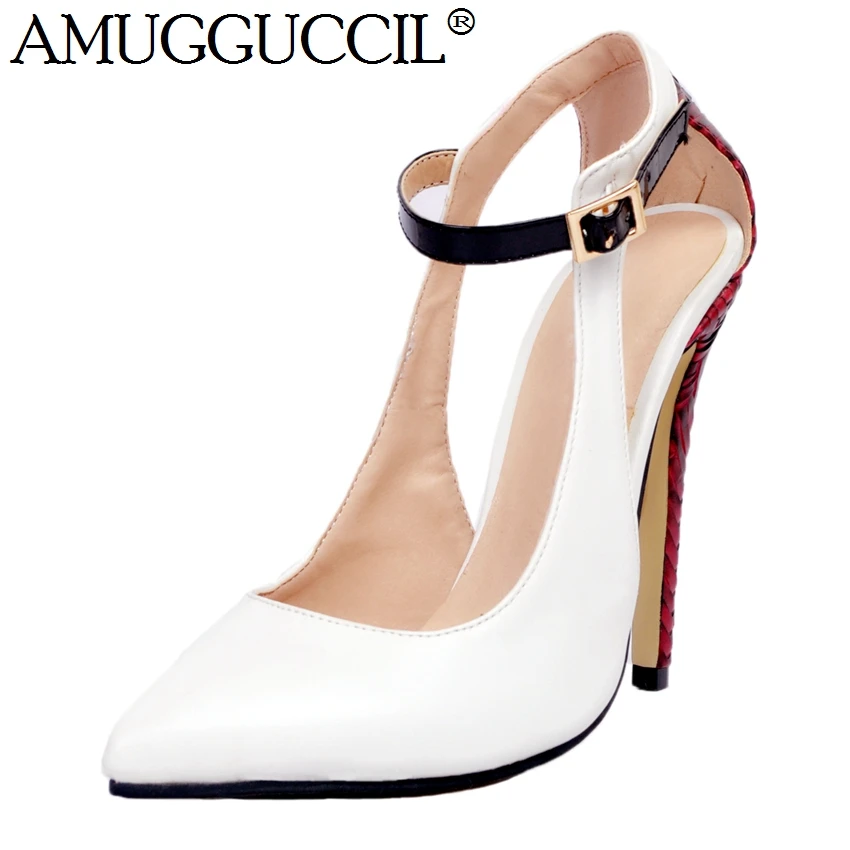 

2021 New Arrival Plus Big Size 34-47 White Buckle Fashion Sexy High Heel Spring Autumn Girls Female Lady Shoes Women Pumps D1158