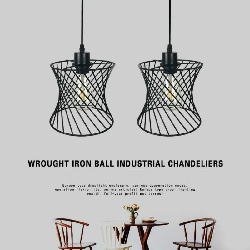 Птичья клетка подвесной светильник простой креативный железный барабан линия