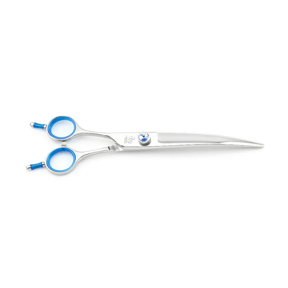 Pet Dog Grooming Scissors 7 INCH Left Hand Curved Hair Shears Big Blue Stone Bag Optional 1PCS/LOT Lyrebird NEW | Красота и здоровье