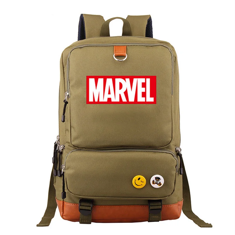 07 Многоцветная школьная сумка с надписью Marvel Мститель для мальчиков и девочек, женский рюкзак, школьные сумки для подростков, Холщовый мужской рюкзак для студентов - Цвет: 07