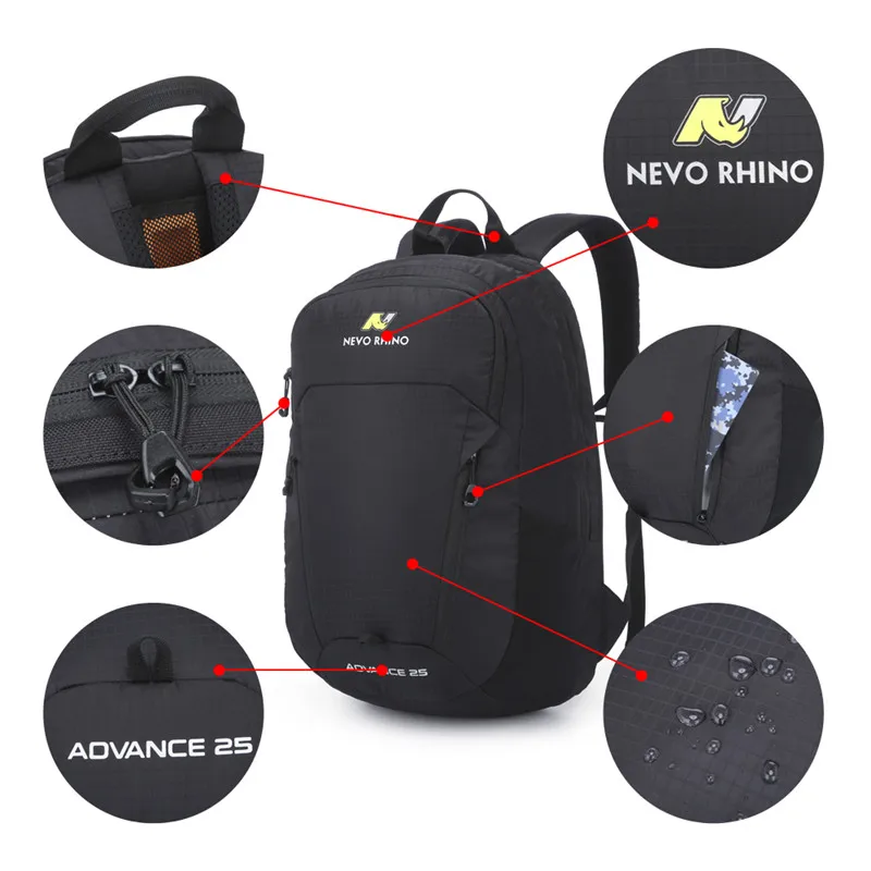 25L NEVO RHINO, водонепроницаемый мужской рюкзак, унисекс, дорожная сумка, походный, для альпинизма, альпинизма, кемпинга, рюкзак для мужчин