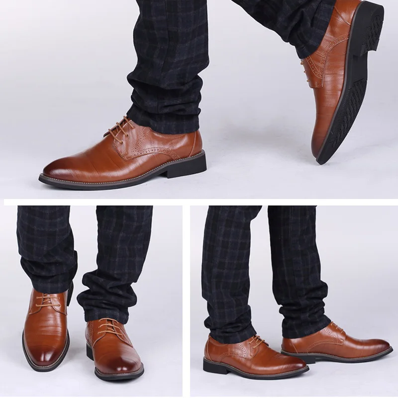Genuine Leather Men's Dress Shoes British Style Fashion Lace Up Formal Oxford Classic Gentleman Plus Size 37-47 | Обувь