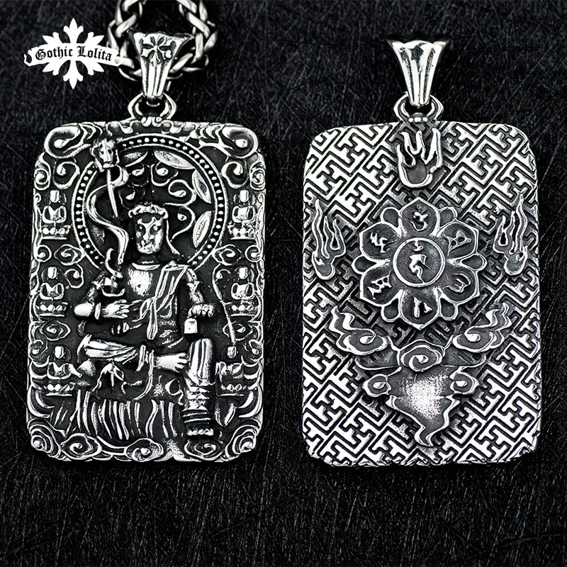 Buddha avalokitesvara Dog tag Stainless steel Necklace Patron saint Pendant Jewelry | Pendants