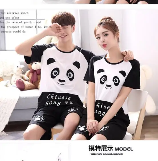 Летняя одежда для сна с коротким рукавом Хлопковая пижама пандой|panda pijama|pijama