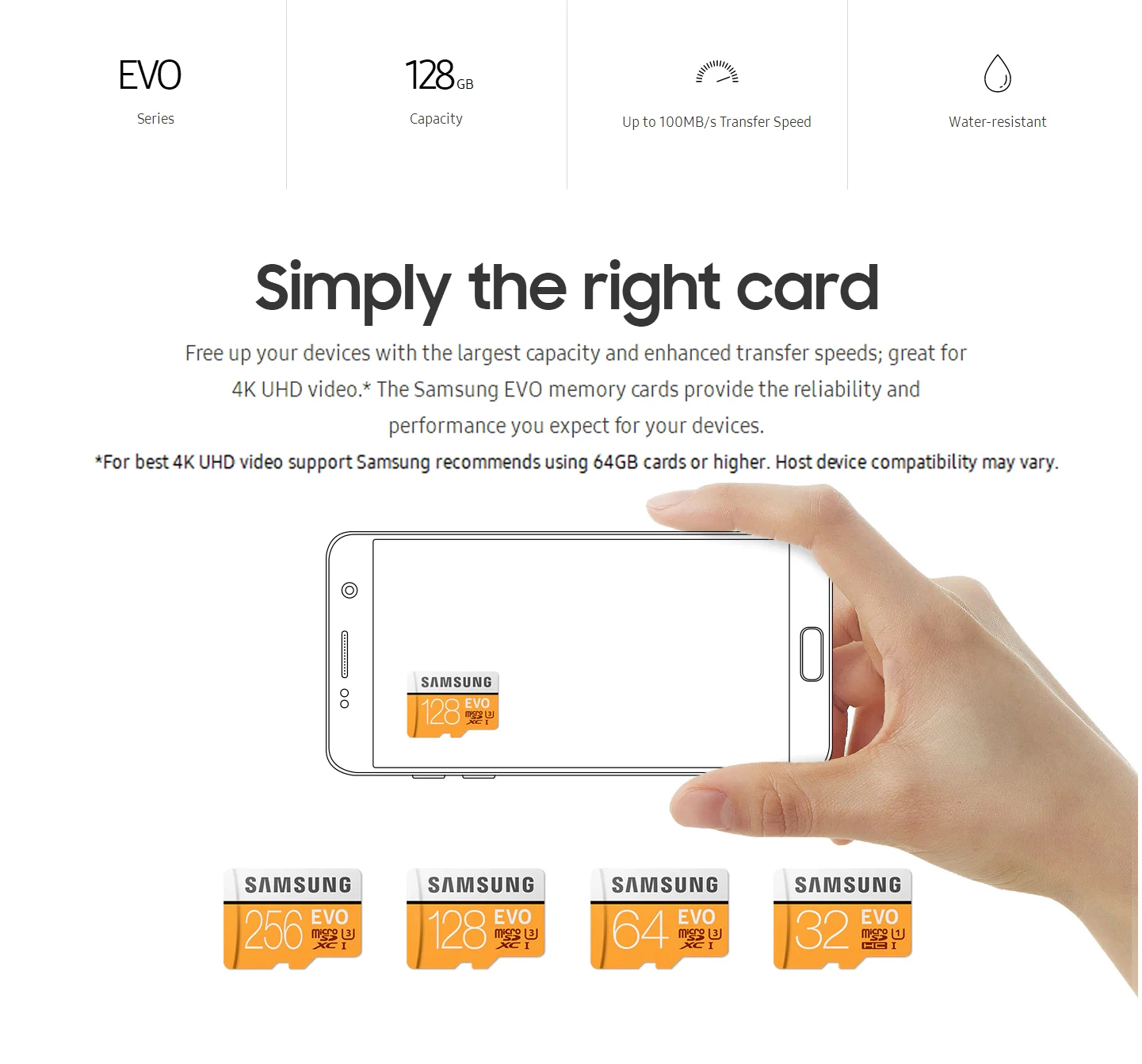 Карта памяти microSD SAMSUNG EVO слот для карт памяти 64 128 Гб Micro SD 128 Гб оперативной памяти, 32 Гб встроенной памяти, 64 ГБ 256 ГБ 512 Гб Micro SD карты памяти SD/TF флеш-карта Micro SD карт для телефона