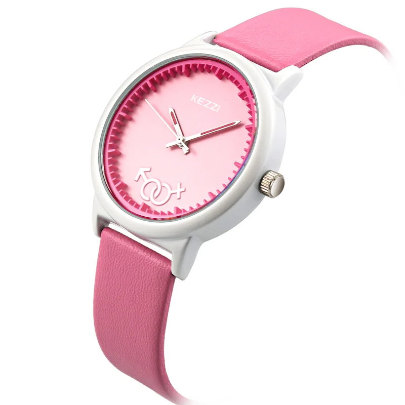 Любители прекрасный kezzi часы мальчик и девочка стильный тренд Популярные Кожа PU