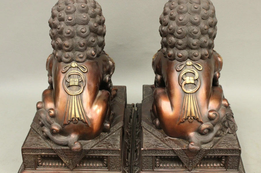 10 &quotFengShui китайская Бронзовый народный Лаки гарад собака фу дверь собаки Статуя