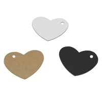 200pcslot 6 5x5cm heart shape kraft paper hanging tag with round hole party gifts bookmark note paper blank cards