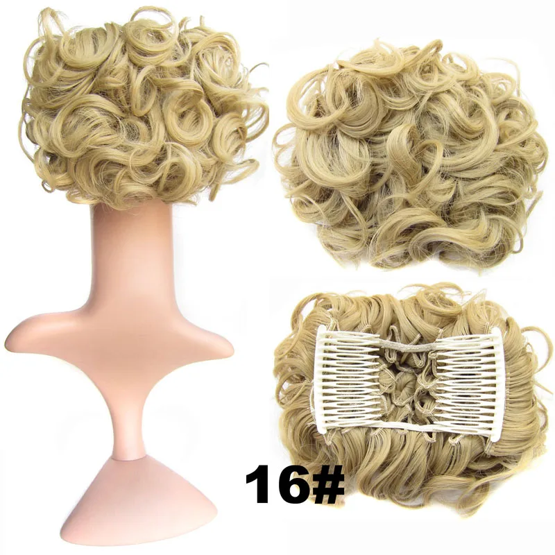 #16 Jeedou Chignon синтетические волосы клип в волосы Updos смесь оттенков серого цвета 100 г натуральные волосы накладной пучок для волос вьющиеся шиньоны - Цвет: #16