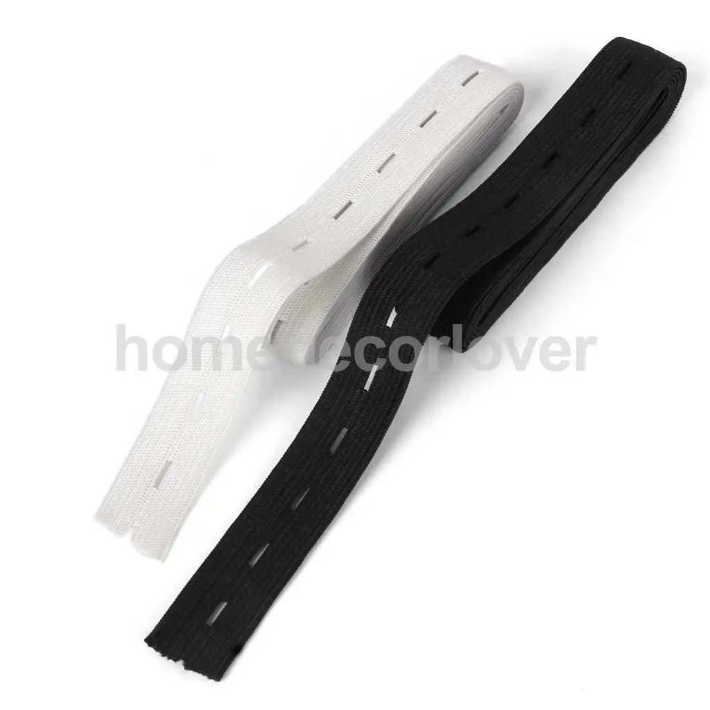 Sewing Button Hole Knit Elastic Band 1.5m 2cm Pack of 2 White and Black | Дом и сад
