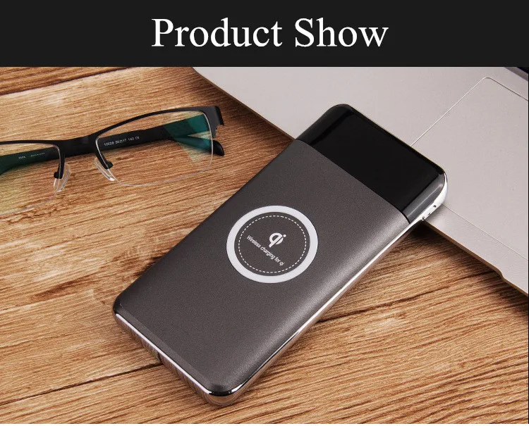 Power Bank 10000mAh Qi Беспроводное зарядное устройство для iPhone X портативное мобильного