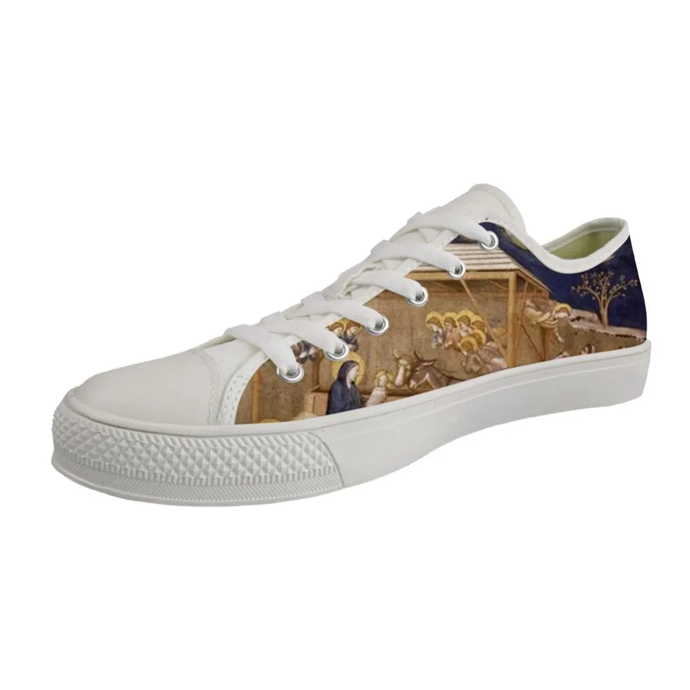 

Low Top Flats Shoes For Women With White Breathable Platform Shoes Female's Casual Vogue Sneakers GIrl Shoes 3D Painting Print