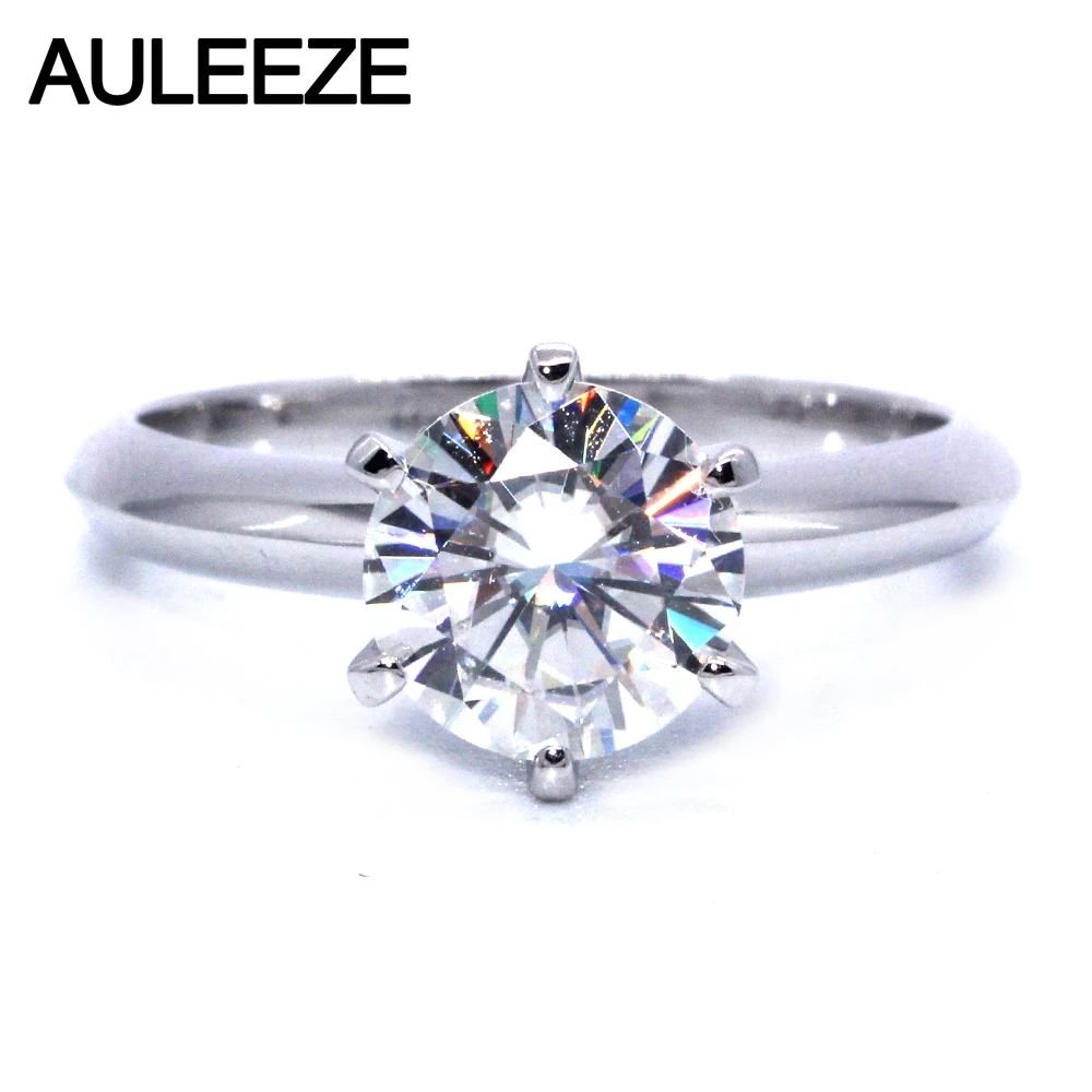 

Solitaire 2 Carat Moissanite Ring Test Positive Brilliant Cut Lab Grown Diamond Solid 14K White Gold Engagement Rings For Women
