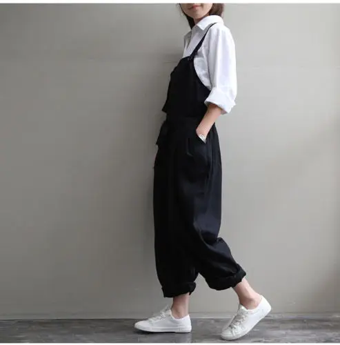 Женский льняной джинсовый комбинезон повседневный без рукавов|casual rompers|overall