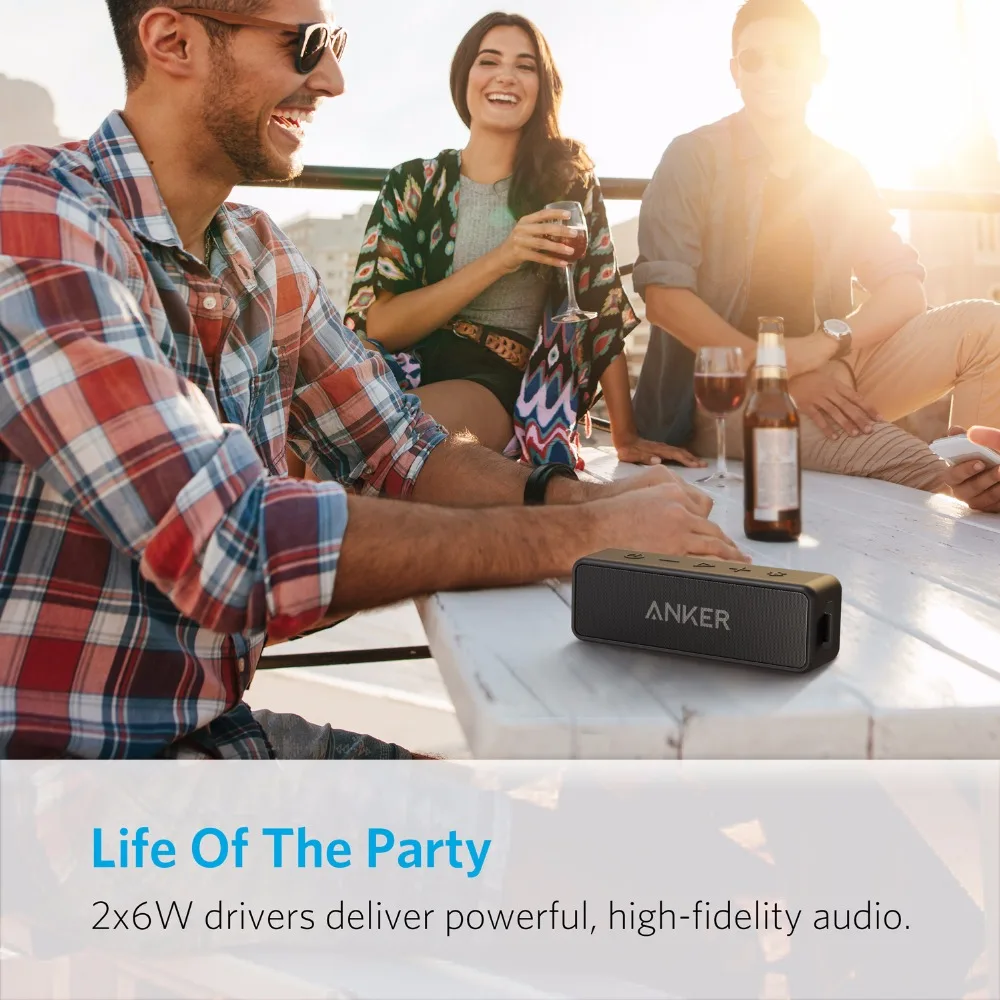 Anker Soundcore 2 Portable Wireless Bluetooth Speaker Better Bass 24-Hour Playtime 66ft Bluetooth Range IPX7 Water Resistance images - 6