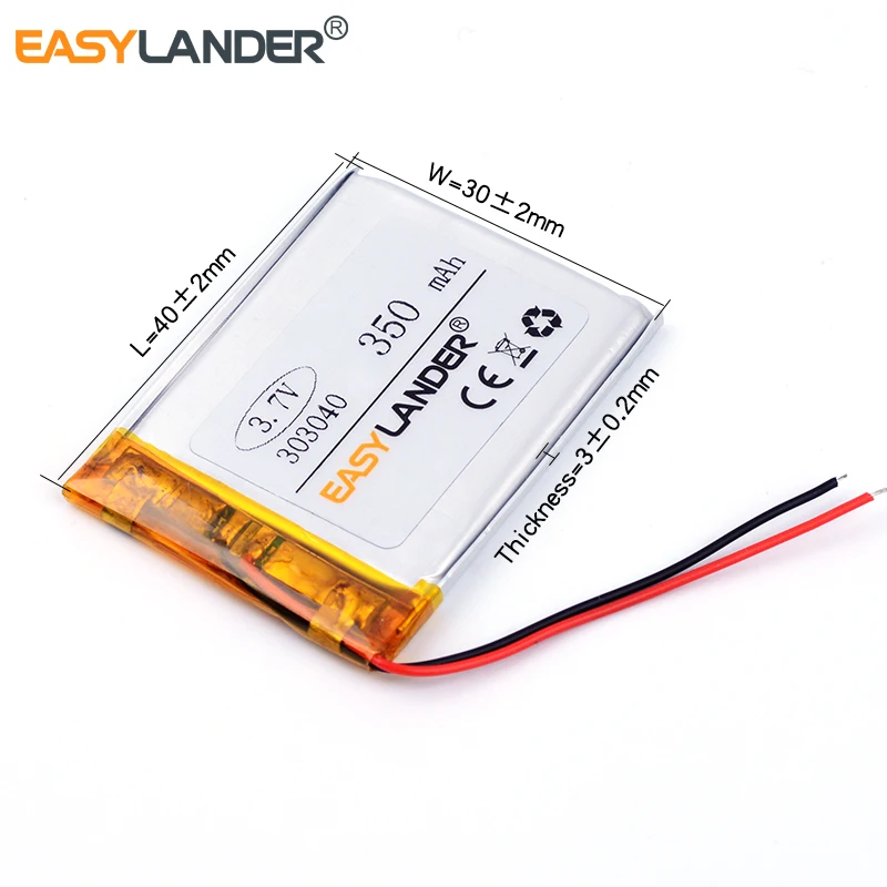 3x30x40 3.7V 350mAh Rechargeable li Polymer Li-ion Battery For bluetooth headset Device Watch recorder pen MP3/MP4 Player 303040 |