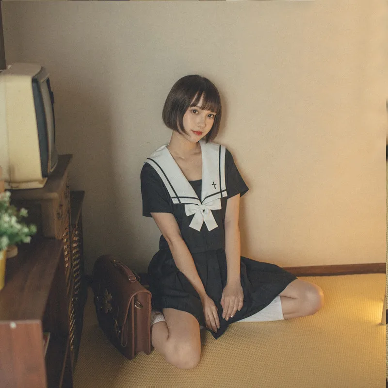 Short Set Uhyd японский аниме Kawaii школьник Матросская форма свитер комплект Милая юбка консервативный стиль школьная форма - Цвет: Short Set