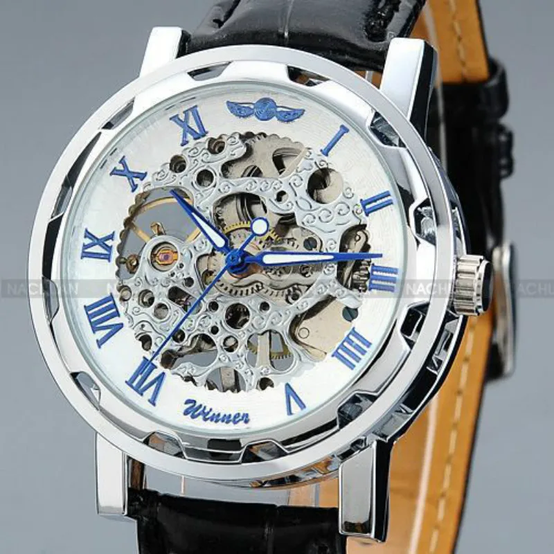 Часы наручные WINNER Мужские механические брендовые Роскошные прозрачные в стиле