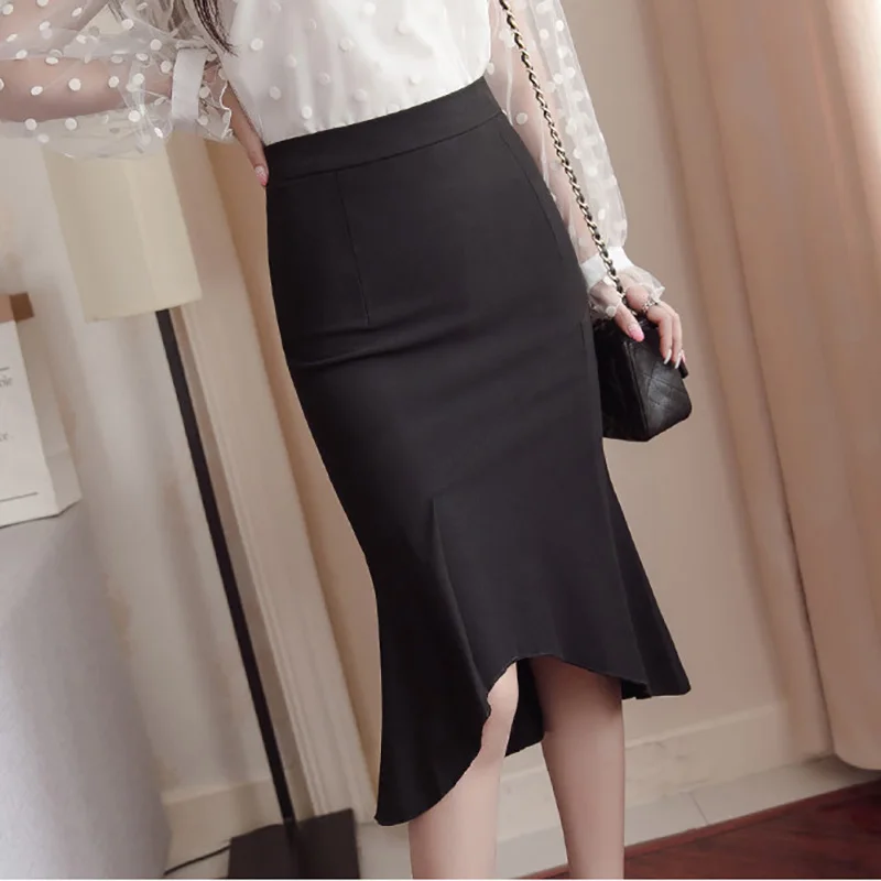 2017 Женская юбка рыбий хвост комбинированные Асимметричные OL юбки | одежда
