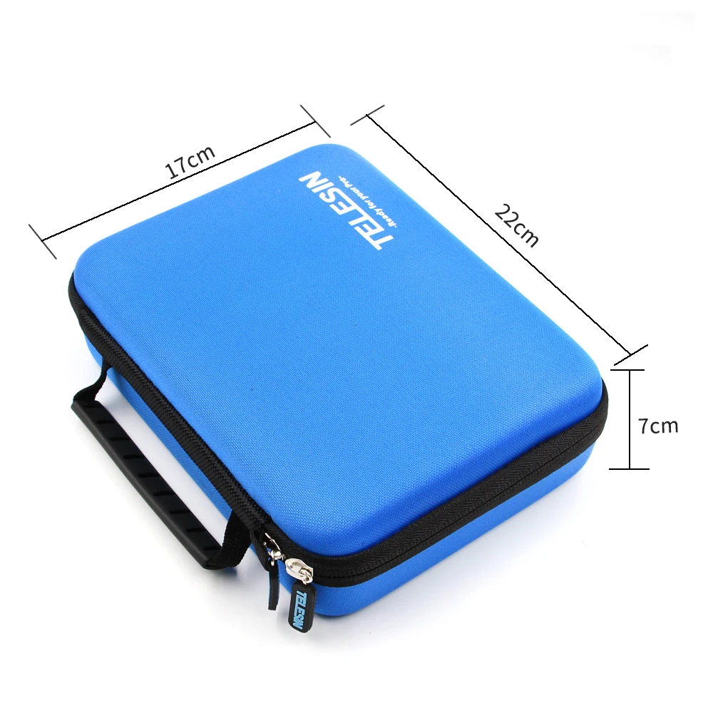 TELESIN средний синий Портативный ящик для хранения Дорожный Чехол GoPro Hero 9 8 7 6 5 4 3 + 2