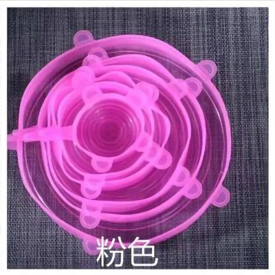 Pink 6 шт./компл. силиконовые крышки прочный многоразовая Еда сохранить Крышка к высоким температурам, подходит для всех размеров и формы контейнеров Кухня гаджеты - Цвет: Pink