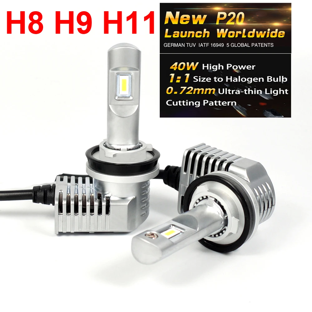 

1 Set Super MINI SIZE H8 H9 H11 CSP CHIP P20 LED Headlight H4 H7 9005 9006 9012 HB3/4 Hir2 D1S/D2S/D3S/D4 1:1 Bulb 50W 5200LM 6K