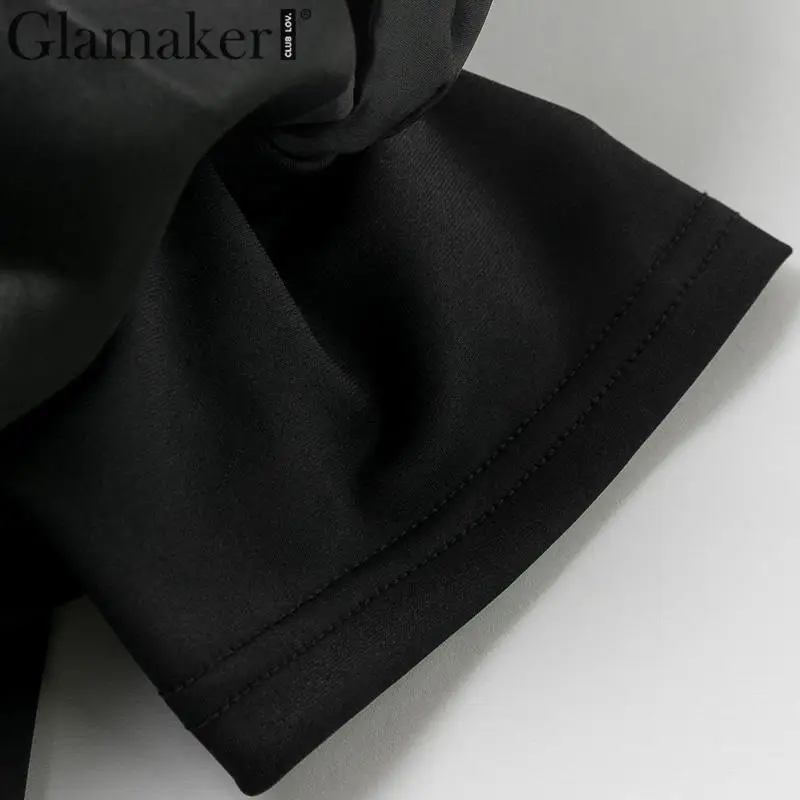 Glamaker сексуальное Клубное платье с оборками и открытыми плечами, женское облегающее Черное Осеннее платье, элегантное короткое мини платье для вечеринки, vestidos de fiesta