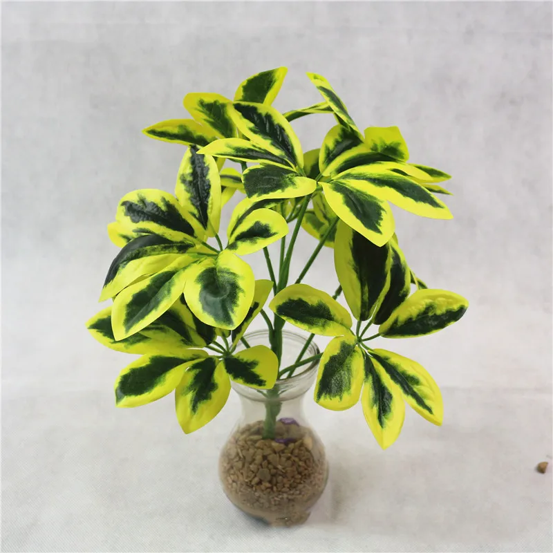 33 9head yellow 30cm Настенные украшения большой персидский лист плюща искусственные растения пластиковые листья в форме Панциря Черепахи эвкалипта листва зеленая гирлянда трава поддельные цветы - Цвет: 33 9head yellow 30cm