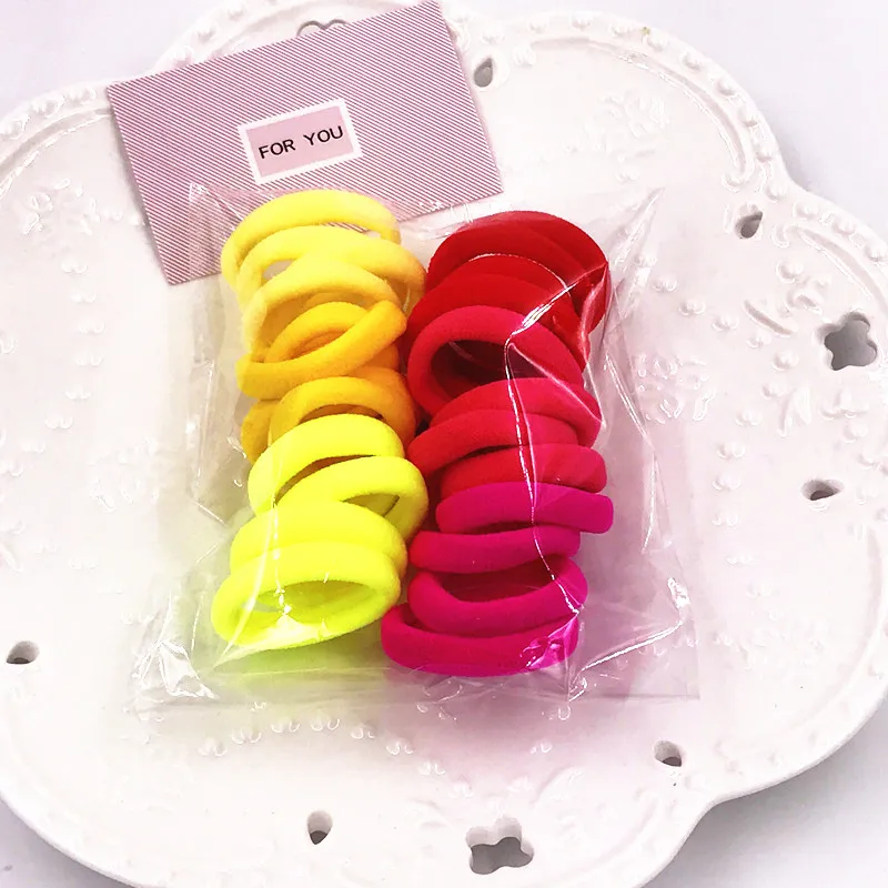 24 шт./упак. Детские эластичные резинки для волос ярких цветов из эластичной ткани