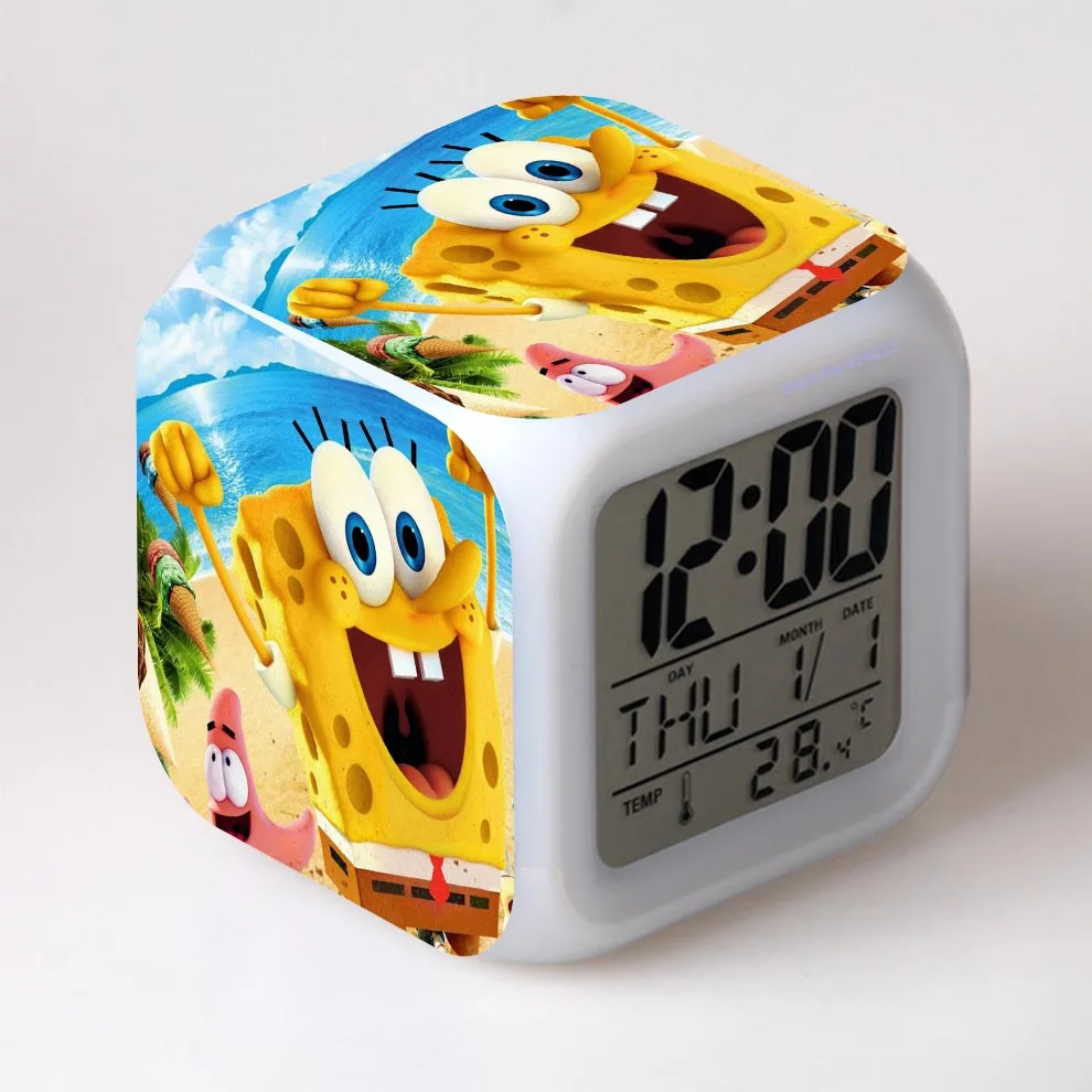 Губка из воды 3D Будильник ЖК дисплей время день дата месяц светодиодный