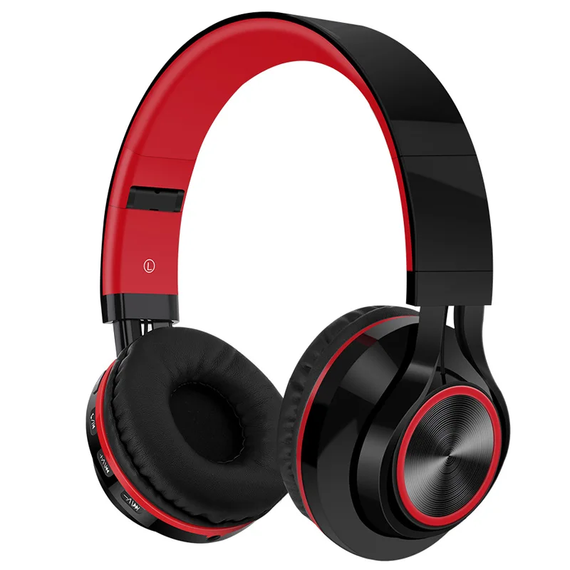 Красный Bluetooth 4,0 Беспроводные складные наушники, гарнитура на ухо с микрофоном и sd-картой для воспроизведения телефона, спортивной музыки - Цвет: Красный