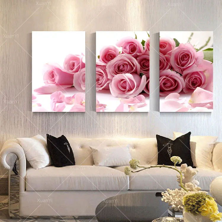 3 Панели современные печатные розы цветок картина холст Куадрос Цветы Картина