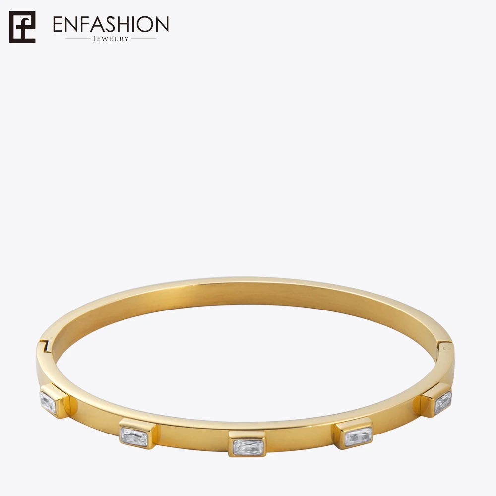 Enfashion Браслет манжета с кристаллами циркония браслет из нержавеющей стали
