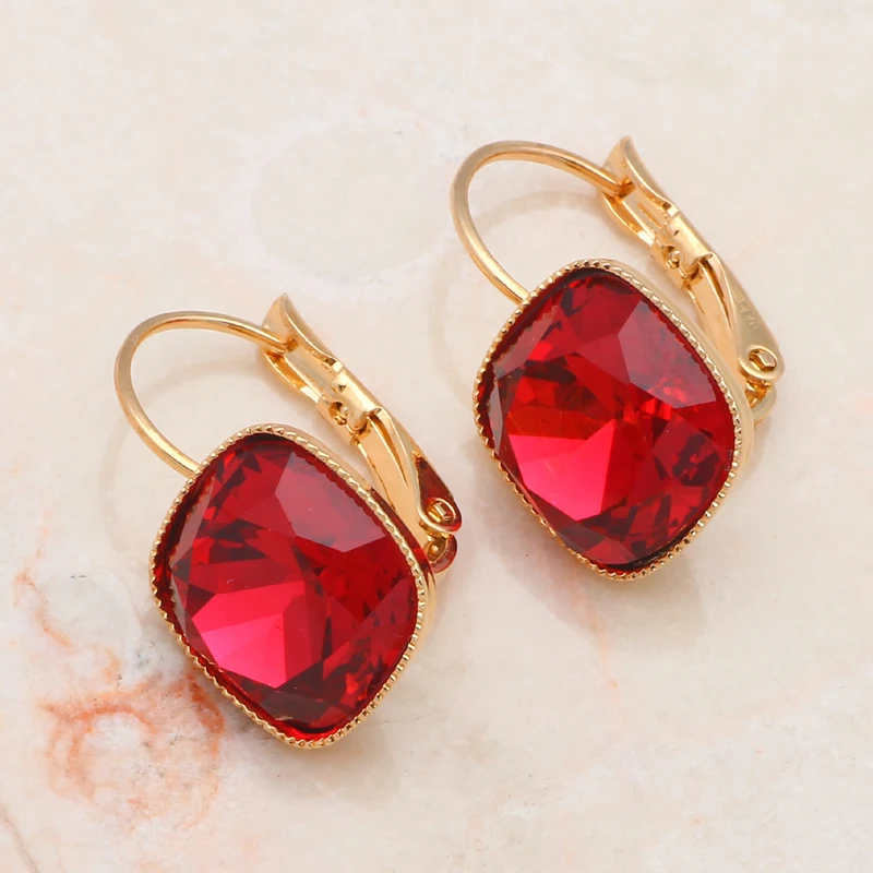 Женский комплект украшений с розовым кристаллом ожерелье и серьги золотого