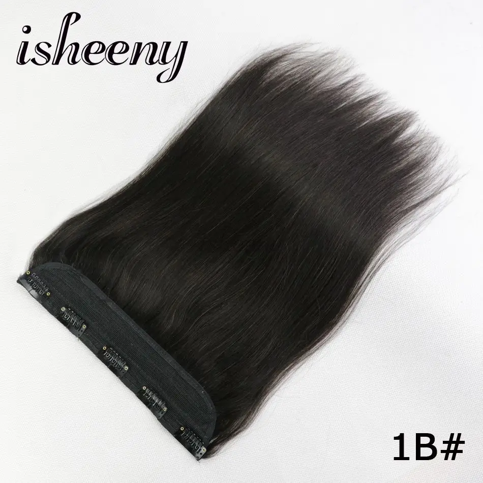 Isheeny, 14 дюймов, 18 дюймов, 22 дюйма, 1 шт., бразильские заколки для волос, Tic Tac, 5 клипов, remy, прямые волосы на заколках для наращивания - Цвет: # 1B