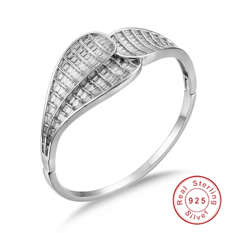 Большой браслет с листьями Роскошные браслеты Т образным квадратным камнем для