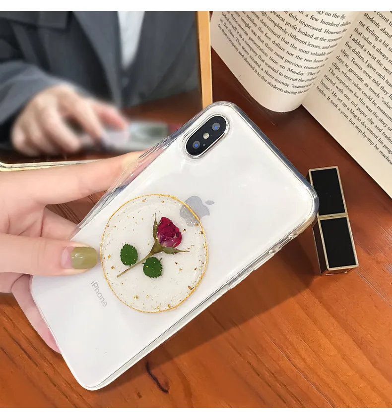 Phone Case For iPhone 11 Pro 7 8 plus X XR XS MAX Rose Flower Transparent Soft TPU Silicon Cute Protective Back Cover |